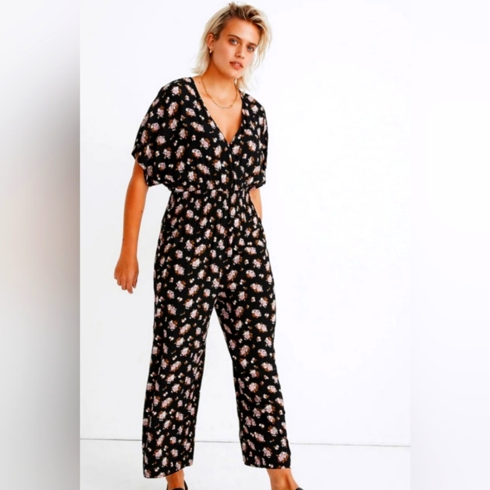 Madewell Floral Black Jumpsuit